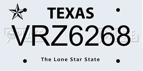 VRZ6268 Texas License Plate