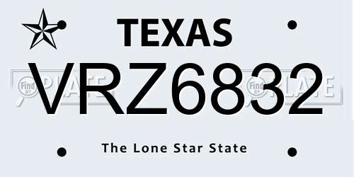 VRZ6832 Texas License Plate