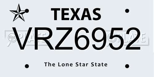 VRZ6952 Texas License Plate