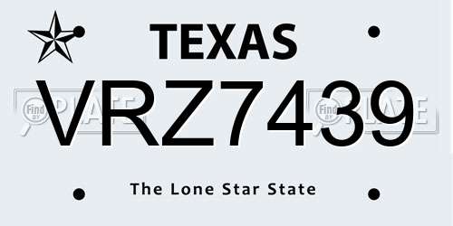 VRZ7439 Texas License Plate