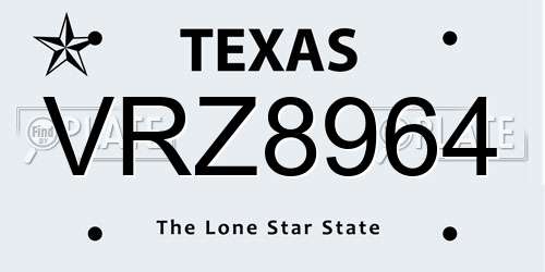 VRZ8964 Texas License Plate