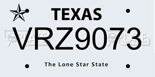 VRZ9073 Texas License Plate