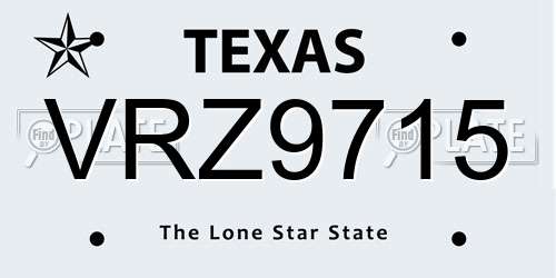 VRZ9715 Texas License Plate