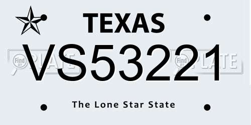 VS53221 Texas License Plate