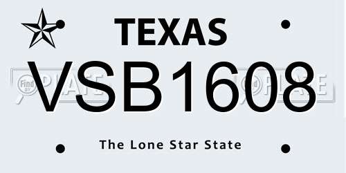 VSB1608 Texas License Plate