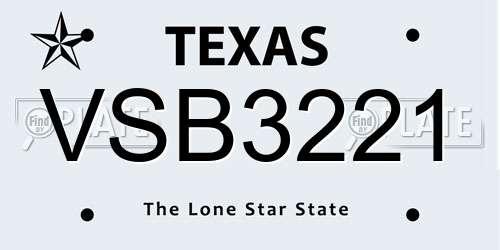 VSB3221 Texas License Plate