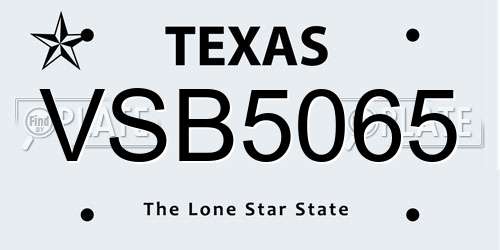 VSB5065 Texas License Plate
