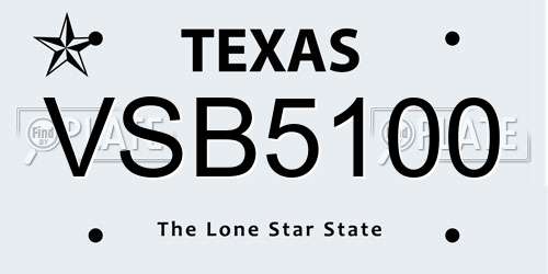 VSB5100 Texas License Plate