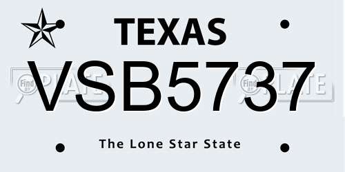 VSB5737 Texas License Plate