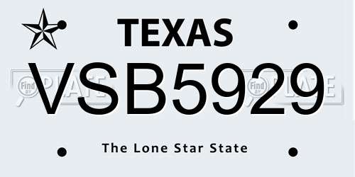 VSB5929 Texas License Plate