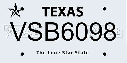 VSB6098 Texas License Plate