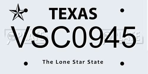 VSC0945 Texas License Plate