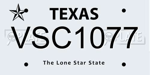 VSC1077 Texas License Plate
