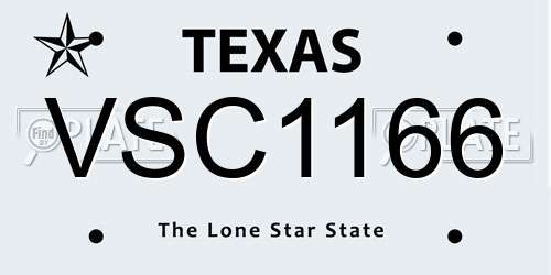 VSC1166 Texas License Plate