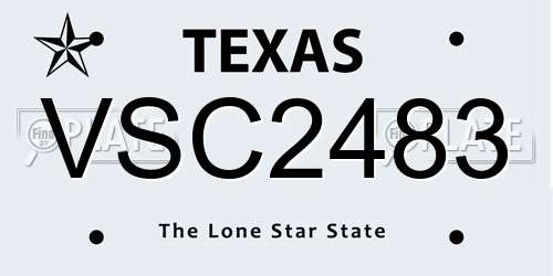 VSC2483 Texas License Plate