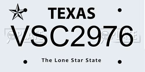 VSC2976 Texas License Plate