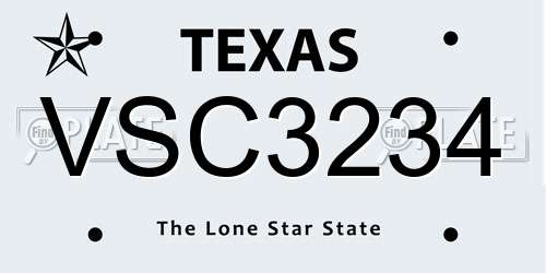 VSC3234 Texas License Plate