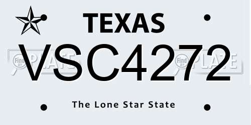 VSC4272 Texas License Plate