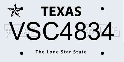 VSC4834 Texas License Plate
