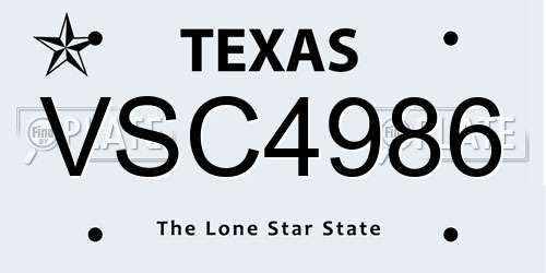 VSC4986 Texas License Plate