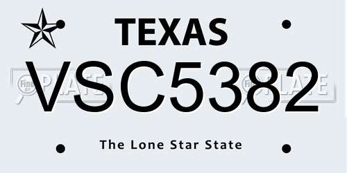 VSC5382 Texas License Plate