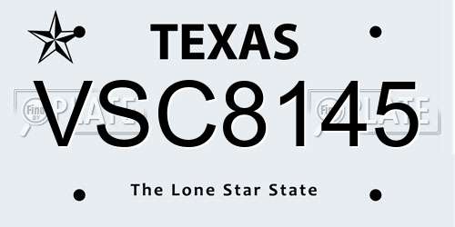 VSC8145 Texas License Plate