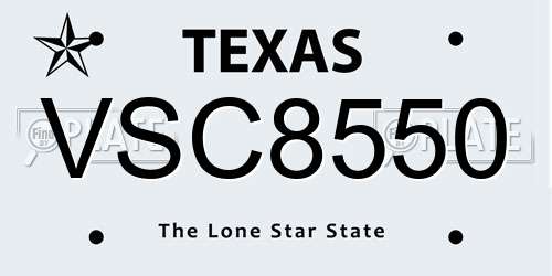 VSC8550 Texas License Plate