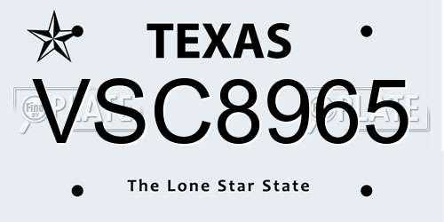 VSC8965 Texas License Plate