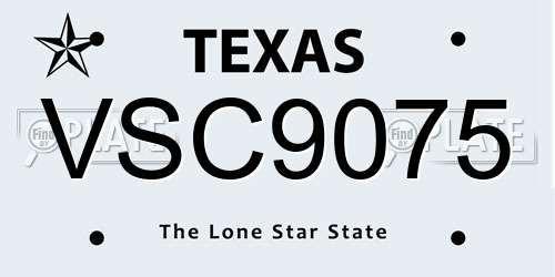 VSC9075 Texas License Plate
