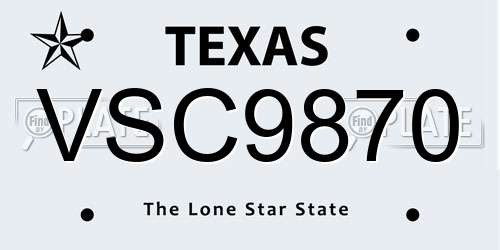 VSC9870 Texas License Plate