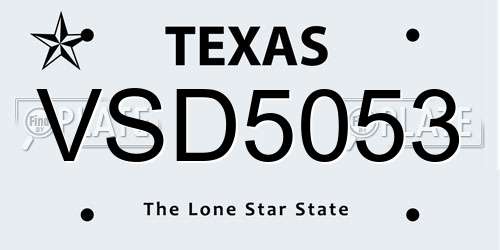 VSD5053 Texas License Plate