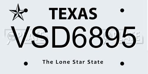 VSD6895 Texas License Plate