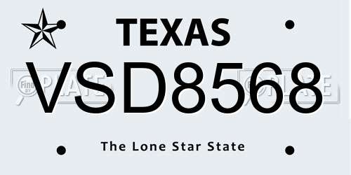 VSD8568 Texas License Plate