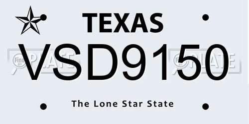 VSD9150 Texas License Plate
