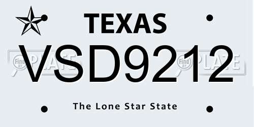 VSD9212 Texas License Plate