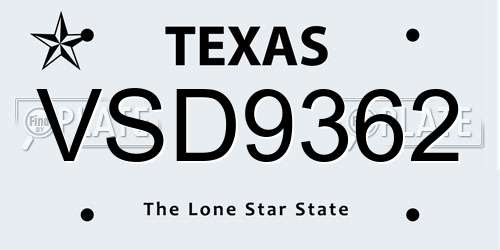 VSD9362 Texas License Plate