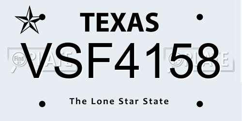 VSF4158 Texas License Plate