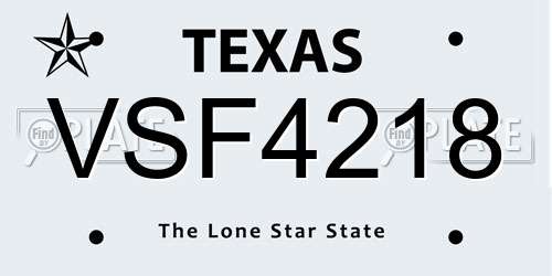 VSF4218 Texas License Plate