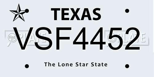 VSF4452 Texas License Plate