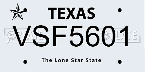 VSF5601 Texas License Plate