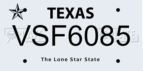 VSF6085 Texas License Plate