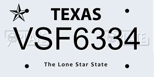 VSF6334 Texas License Plate