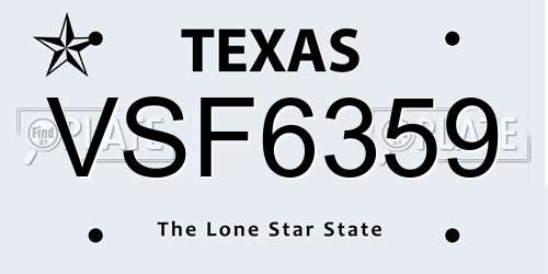 VSF6359 Texas License Plate