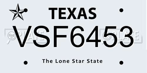 VSF6453 Texas License Plate