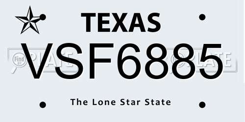 VSF6885 Texas License Plate
