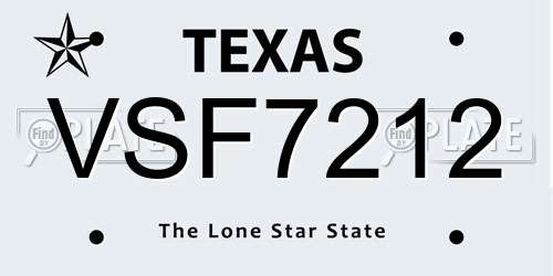 VSF7212 Texas License Plate