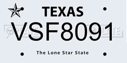 VSF8091 Texas License Plate