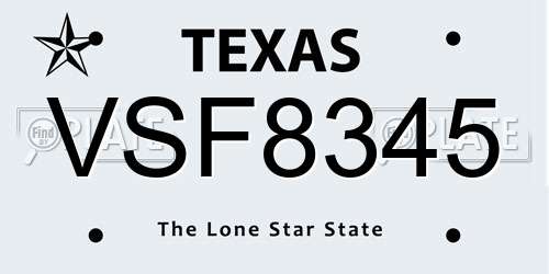VSF8345 Texas License Plate