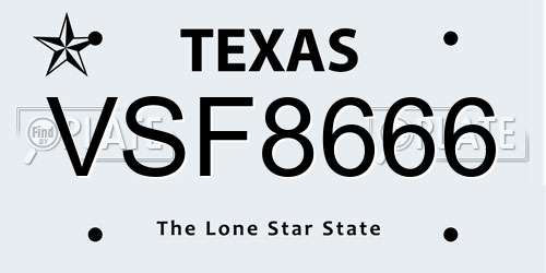 VSF8666 Texas License Plate