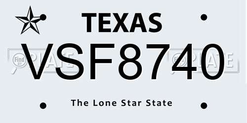 VSF8740 Texas License Plate